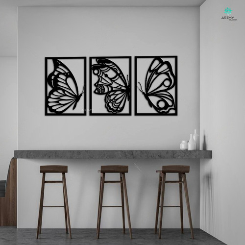 Cuadro Decorativo Recamara Sala Madera Mariposas 3