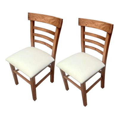 2 Sillas Valery Coqueta Madera Tacto Piel Cera Canon Nogal Asiento Hueso Diseño De La Tela Tactopiel | Meses sin interés