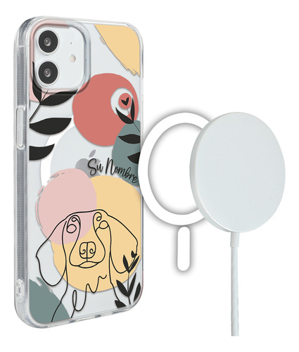 Funda Para iPhone Magsafe Mujer Perrito Salchicha Nombre