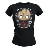 Polera Mujer Groot Guardianes De La Galaxia, 100% Algodón X