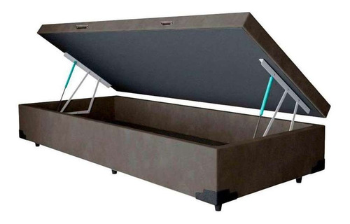 Base Para Cama Box Solteiro Martin Premium Com Baú Suede ... Cor Cinza