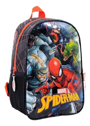Mochila Espalda Jardin Marvel Spiderman Villanos 12 Pulgadas Color Negro