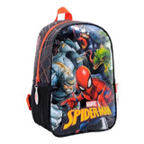 Mochila Espalda Jardin Marvel Spiderman Villanos 12 Pulgadas Color Negro