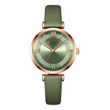 Dama Reloj Moda Curren Pequeña Dial Simple Con Correa Piel B