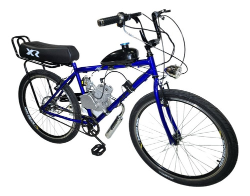 Bicicleta Motorizada 80cc Aro 26 Mtb Banco Xr Aero Classic Cor Azul Banco Preto