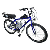 Bicicleta Motorizada 80cc Aro 26 Mtb Banco Xr Aero Classic Cor Azul Banco Preto