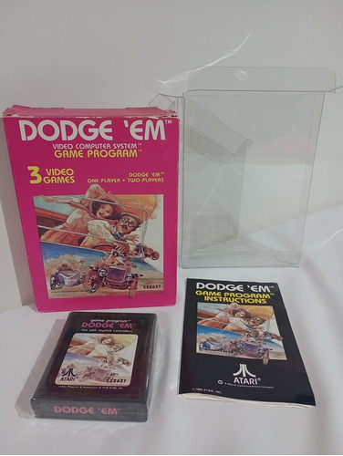 Atari 2600 Dodge Em En Caja , Juego, Manual Y Protector 