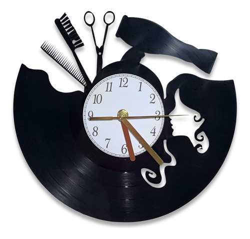 Reloj De Pared Peluqueria Disco Vinilo Vintage Calado Laser 