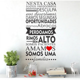 Adesivo Decorativo De Parede Frase Casa Coração Familia Cor Preto