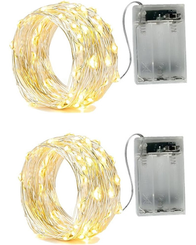 Pack 2 Guirnaldas De Luces Micro Led Hadas 10 Metros A Pilas