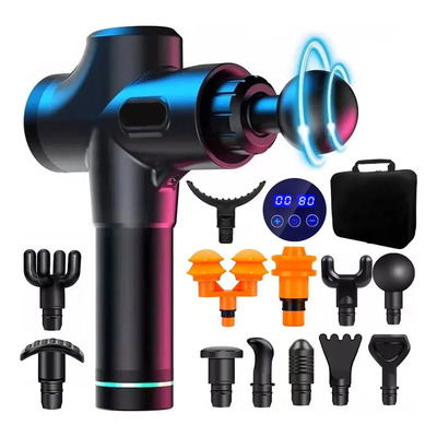 Pistola Masajeadora Maleyt MK00144 Inalámbrica 12 Cabezales 30 Velocidades Negro | Envío gratis