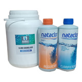Cloro Granulado 4kg+ Alguicida 1l +clarificante 1 L Nataclor