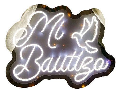 Letrero Led Neón Mi Bautizo +paloma Fiesta Decoración | Meses sin interés
