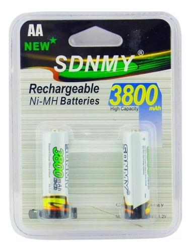 Pilas Baterias Pack 2 Aa Recargables 3800mah Sdnmy Ni-mh