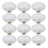 12 Plafon Decorativo Branco Soquete Porcelana E-27 Para Led