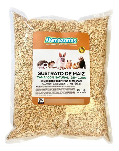 Sustrato Natural De Maiz Cama Absorbente 2kg Alamazonas