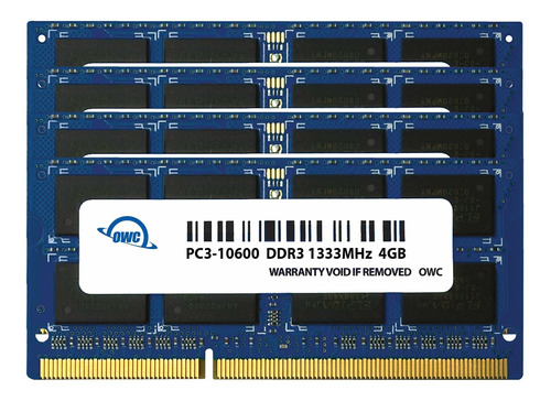 Memoria Ram 4gb Owc 16.0gb (4x ) 1333mhz 204-pin Ddr3 So-dimm Pc3-10600 Cl9 Upgrade Kit Para iMac (owc1333ddr3s16s)