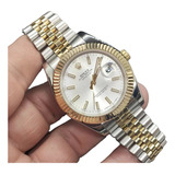 Reloj Compatible Con No Rolex Datejust Bitono Blanco