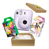 Camera Instax Mini Filme Macaron E Rainbow Kit Presente Fuji Cor Lilás