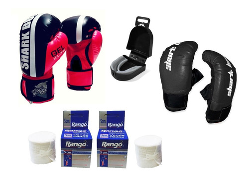 Oferta, Kit Boxeo,guantes+guantines+vendas+bucal...shark Box