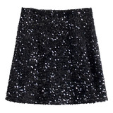 Falda Short Dama Elegante Ajustable Lentejuelas Brillantes