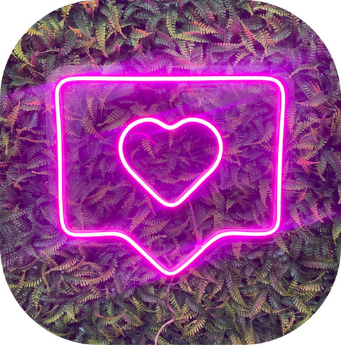 Painel Neon Led Like Instagram Coração Curtida 30cm Acri 4mm