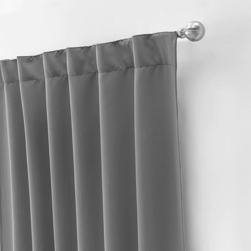 Juego Cortinas Corta Blackout Catania Gris