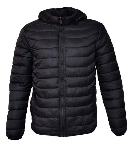 Campera Hombre Piel Rompe Viento Capucha Desmontable