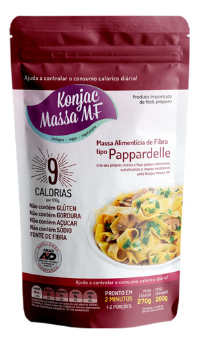 Macarrão Konjac Massa Pappardelle 9 Calorias Shirataki 270g 