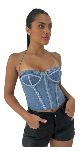 Corset Encaje Armado Top Mujer Tendencia Importado Strapples