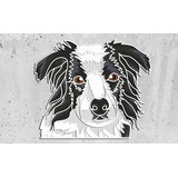 Cuadro Decorativo Border Collie Perro Colorido Madera