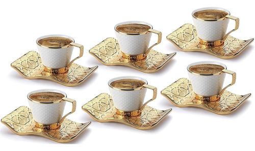 Demmex Porcelain Coffee Cups With Metal Saucers Aa