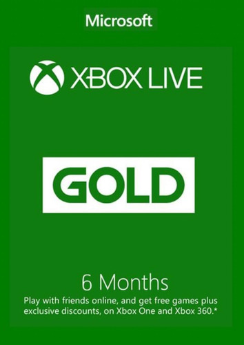 Microsoft Membresía Gold Xbox Live 6 Meses 