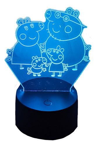 Peppa Pig Familia Lámpara Led Fanart Decorativo Infantil