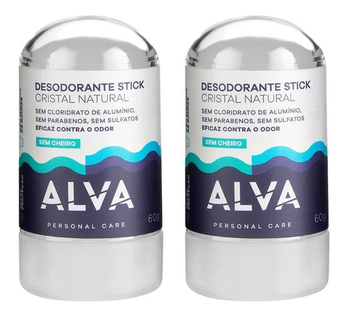 2un - Desodorante Krystall Stick Sensitive Alva 60g Vegano