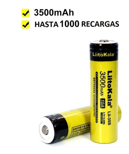 2 Pilas Batería 18650 Recargable 3.7v 3500mah