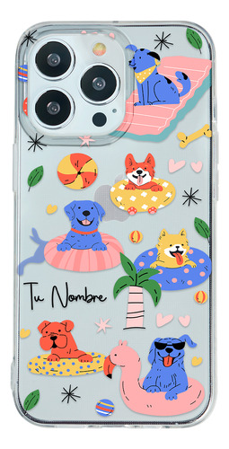 Funda Para iPhone Para Mujer Alberca Perritos Con Nombre