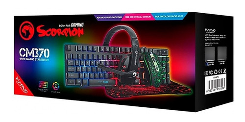 Kit Gamer Scorpion - Teclado Mouse Audífonos Mouse Pad Cm370