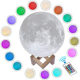 Dengker Lámpara De Luna De 16 Colores Impresos En 3d, Contro