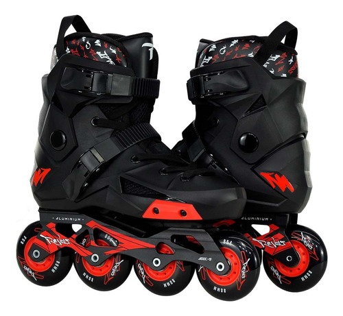 Patins Traxart Revolt Preto Freestyle Com Rodas Pretas 80mm