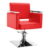 Silla Para Estetica Premium Cuadrada Barbero Sillon Color Rojo