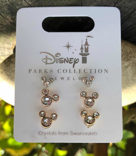 Aritos Mickey Con Cristales Swarovski Originales Disney Park
