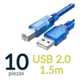 Paquete De 10 Cables Usb A/b Para Impresora De 1.5 Metros
