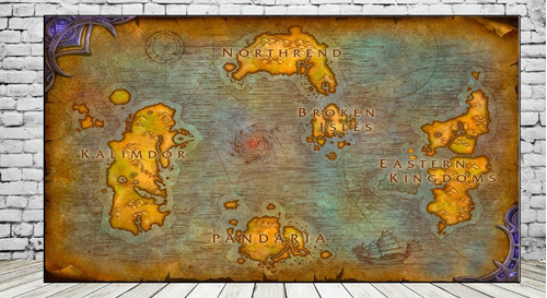 Cuadro Mapa World Of Warcraft 72x45 En Lienzo Habitacion V7