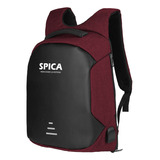 Mochila Antirrobo Impermeable Spica M-20 Usb Porta Notebook Color Rojo Diseño De La Tela Poliéster