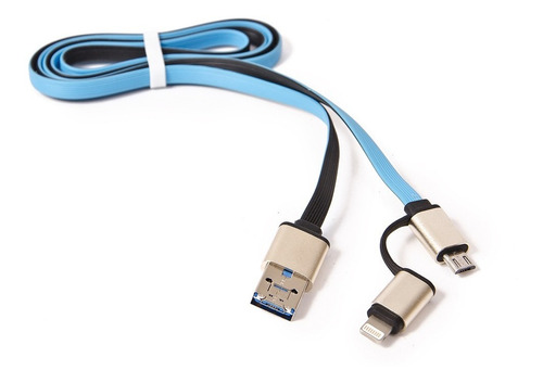 Cable Usb Lighting 2 En 1 Cargador Celular Tablet 1 Metro