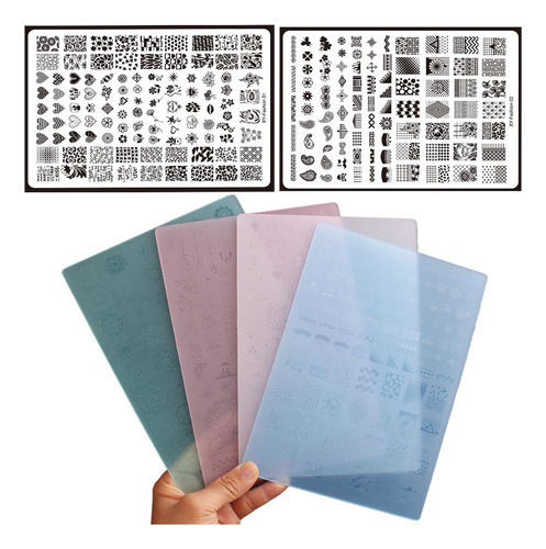  Set Placas Con Sello De Stamping Surtidas De 14 X 10 Cm 