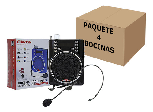Bocina Portatil Bluetooth Fm Usb Sd  Microfono Diadema 4pzs