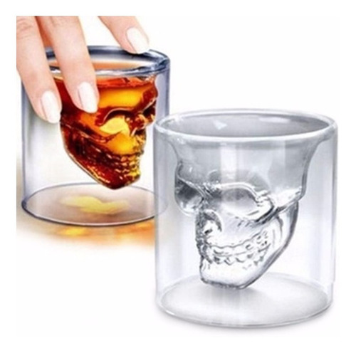 Set 4 Vasos Shot Calavera Vidrio Tequila Cortito Tragos