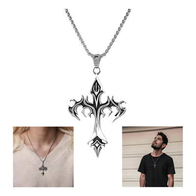 Solviora Collar de Hombre con Cruz de Llama, Cadena de Acero Inoxidable Estilo Gótico, Resistente a la Decoloración, Apto para Hombres y Mujeres, Ideal como Regalo para Amigos y Familiares. | Meses sin interés